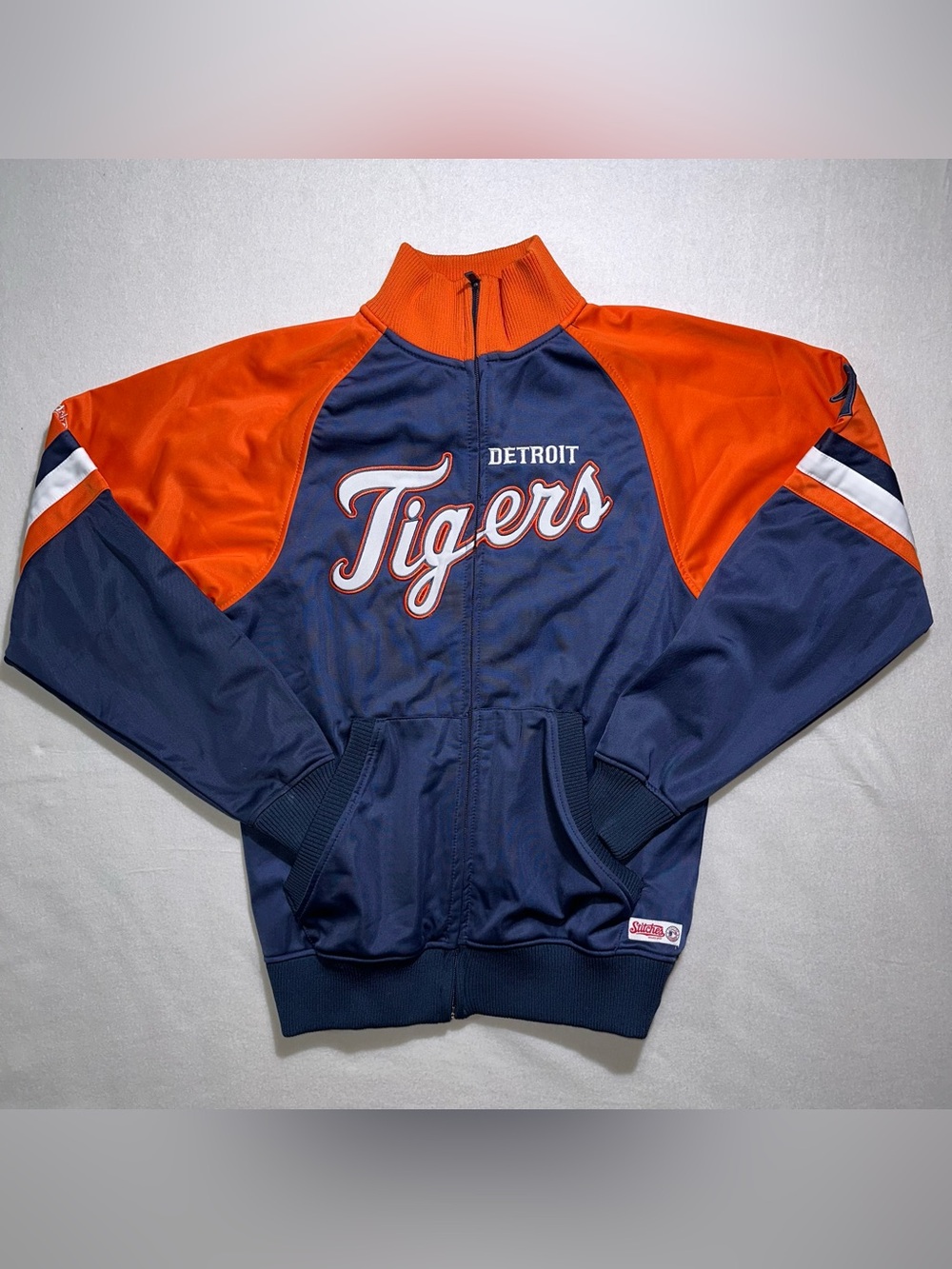 Stitches Navy and Orange Detroit Tigers Bomber Jacket
